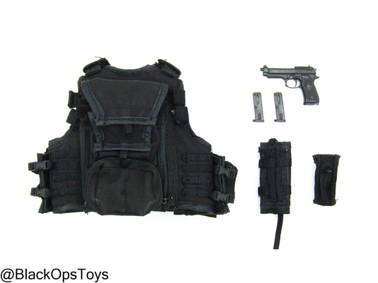 Black Plate Carrier w/Pouches & Pistol Set