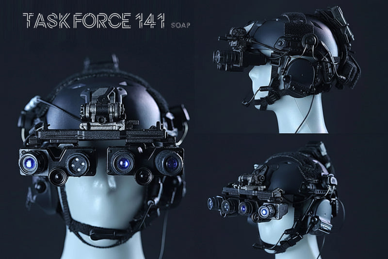 Load image into Gallery viewer, Task Force 141 - Grey Helmet w/NVG &amp; Communications Set
