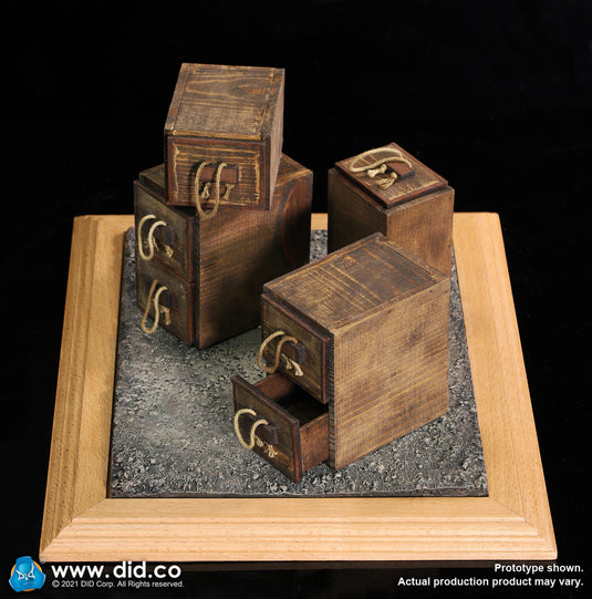 WWI - War Desk - Wooden Desk w/Drawers & Diorama Stand