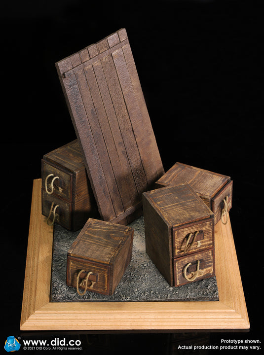 WWI - War Desk - Wooden Desk w/Drawers & Diorama Stand