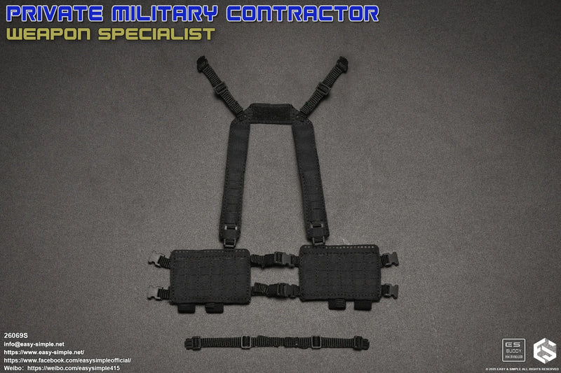 Load image into Gallery viewer, PMC - Weapon Specialist S - Black MOLLE Split Rig w/Pouch Set
