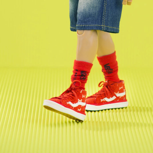 Red VANS High Top Sk8 Shoes (Foot Type) w/Socks & Extra Laces