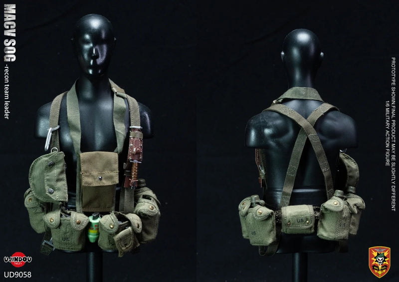 Load image into Gallery viewer, Vietnam MACV-SOG Recon Team Leader - OD Green Gear Pouch Set w/Knife, Shealth, &amp; Mag Set
