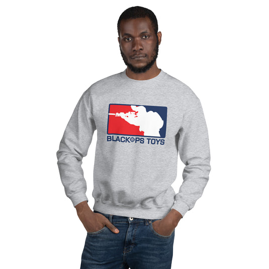 Unisex Sweatshirt with BlackOpsToys red white and blue logo