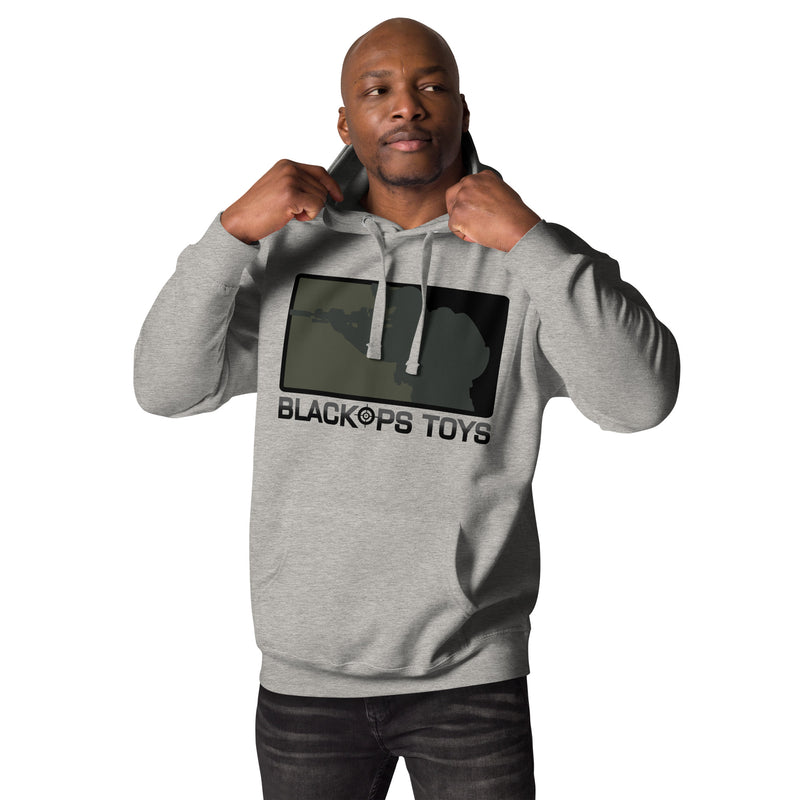 Load image into Gallery viewer, Unisex cotton Hoodie with BlackOpsToys black multicam logo
