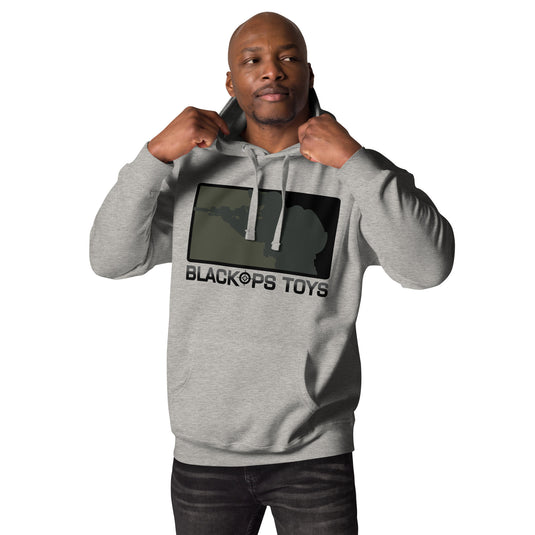 Unisex cotton Hoodie with BlackOpsToys black multicam logo