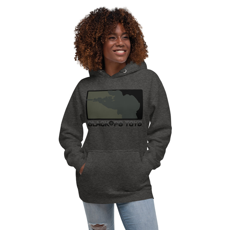 Load image into Gallery viewer, Unisex cotton Hoodie with BlackOpsToys black multicam logo
