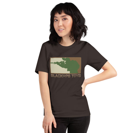 Unisex cotton t-shirt with BlackOpsToys multicam logo