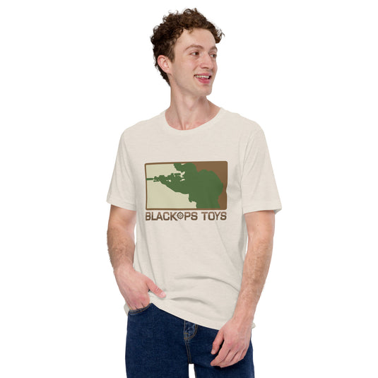 Unisex cotton t-shirt with BlackOpsToys multicam logo