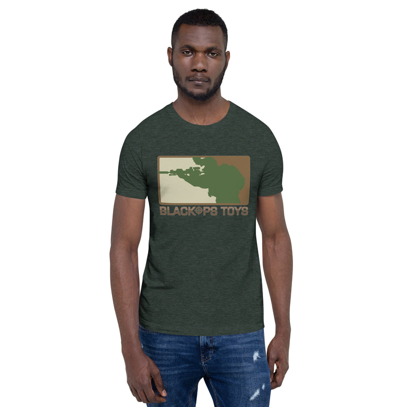 Load image into Gallery viewer, Unisex cotton t-shirt with BlackOpsToys multicam logo
