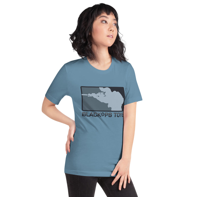 Load image into Gallery viewer, Unisex cotton t-shirt with BlackOpsToys NWU1 logo
