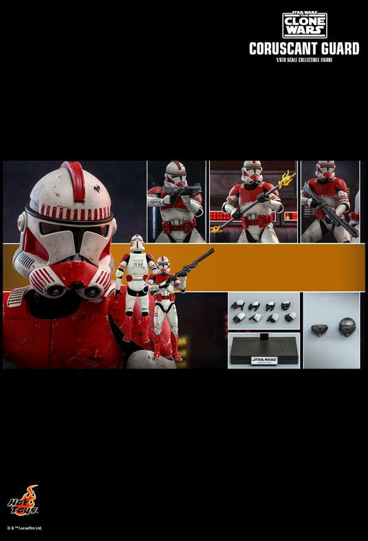 Star Wars - Coruscant Guard - Red White Weathered Leg Armor