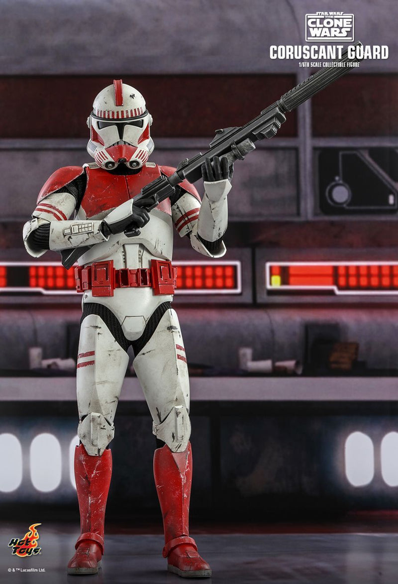 Load image into Gallery viewer, Star Wars - Coruscant Guard - Red White Weathered Leg Armor
