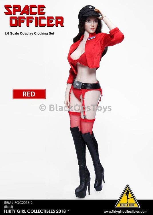 Female Space Officer - Red Stockings & Garter Belt