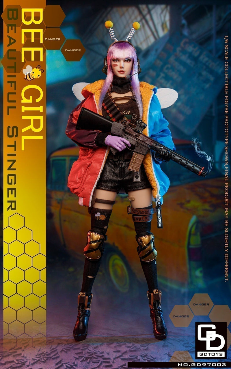 Load image into Gallery viewer, Bee Girl Beautiful Stinger - Red &amp; Blue Hooded Female Jacket
