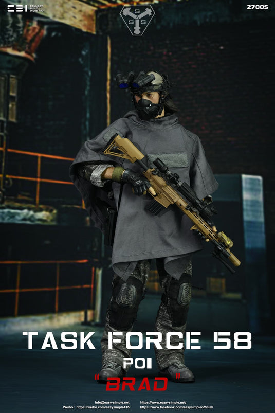 Task Force 58 PO1 Brad - Grey Hooded Poncho