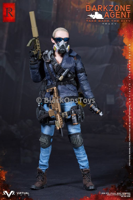 VTS Darkzone Agent Tracy "R" Blue Coat Version Female Light Blue Skinny Jeans w/Black Belt