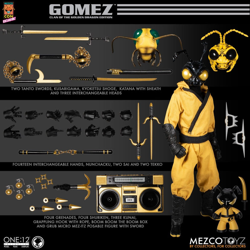 Load image into Gallery viewer, 1/12 - Golden Dragon - Gomez - Black Gomez Head Sculpt w/Gold Eyes
