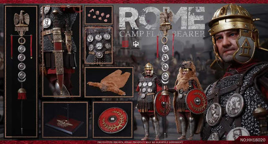 Roman Imperial Army Camp Flag Bearer - Metal Gold Like Helmet