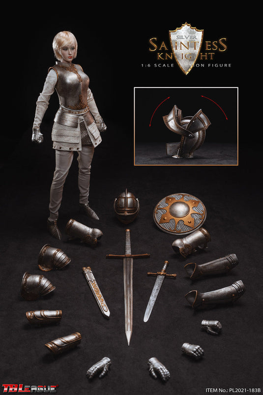 Saintless Knight White Ver - Female Silver Like Armored Gloved Hand Set