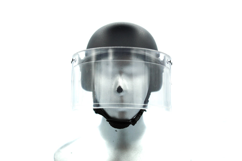 Load image into Gallery viewer, French Police RAID Unit - Black Riot Helmet w/Clear Visor

