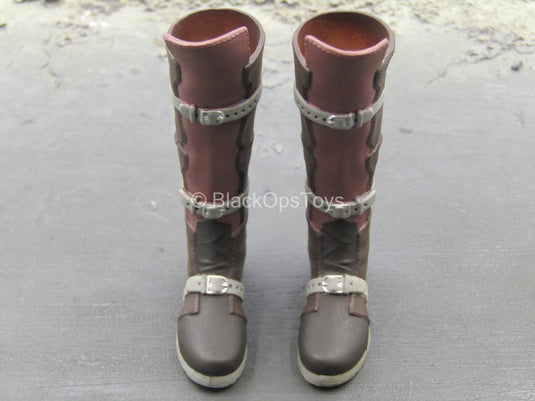 Lightning Girl - Brown Knee-High Boots (Peg Type)