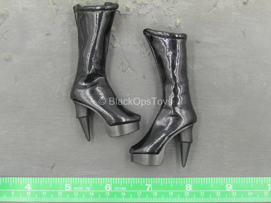 Black High Heel Boots (Peg Type)