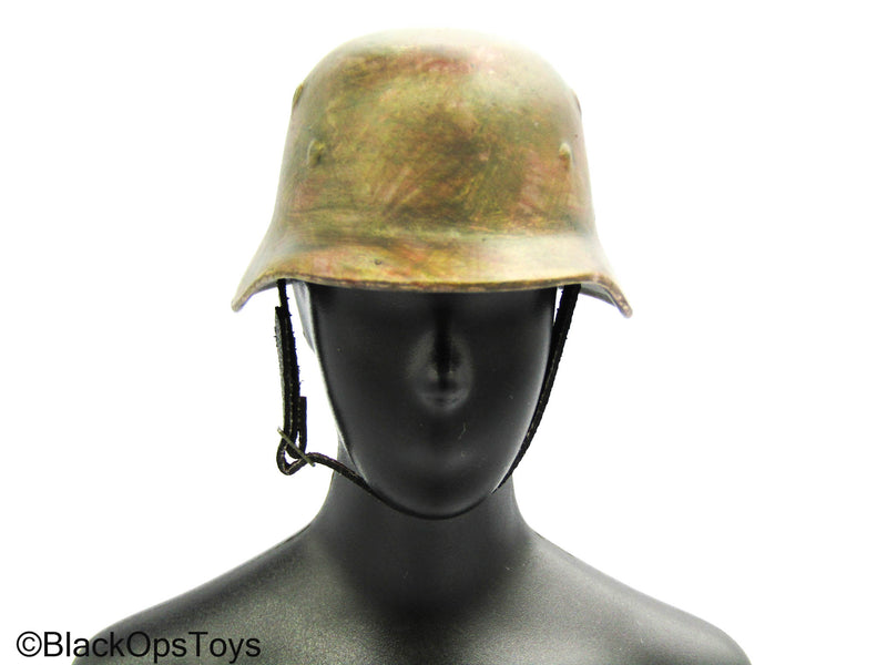 Load image into Gallery viewer, Rare WWII - German SS-Sturman - Metal Helmet w/Oak Leaf Helmet Cover
