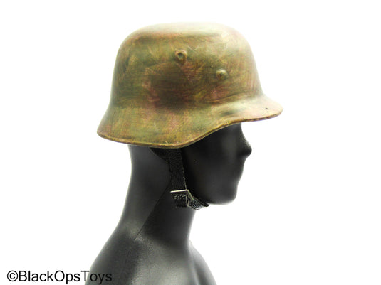 Rare WWII - German SS-Sturman - Metal Helmet w/Oak Leaf Helmet Cover