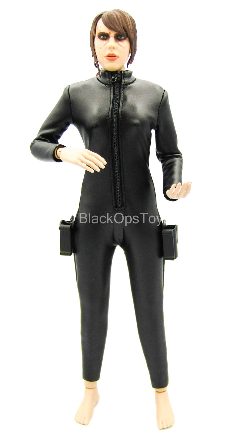 Load image into Gallery viewer, Underworld - Blue Eyed Selene - Black Leather-Like Body Suit
