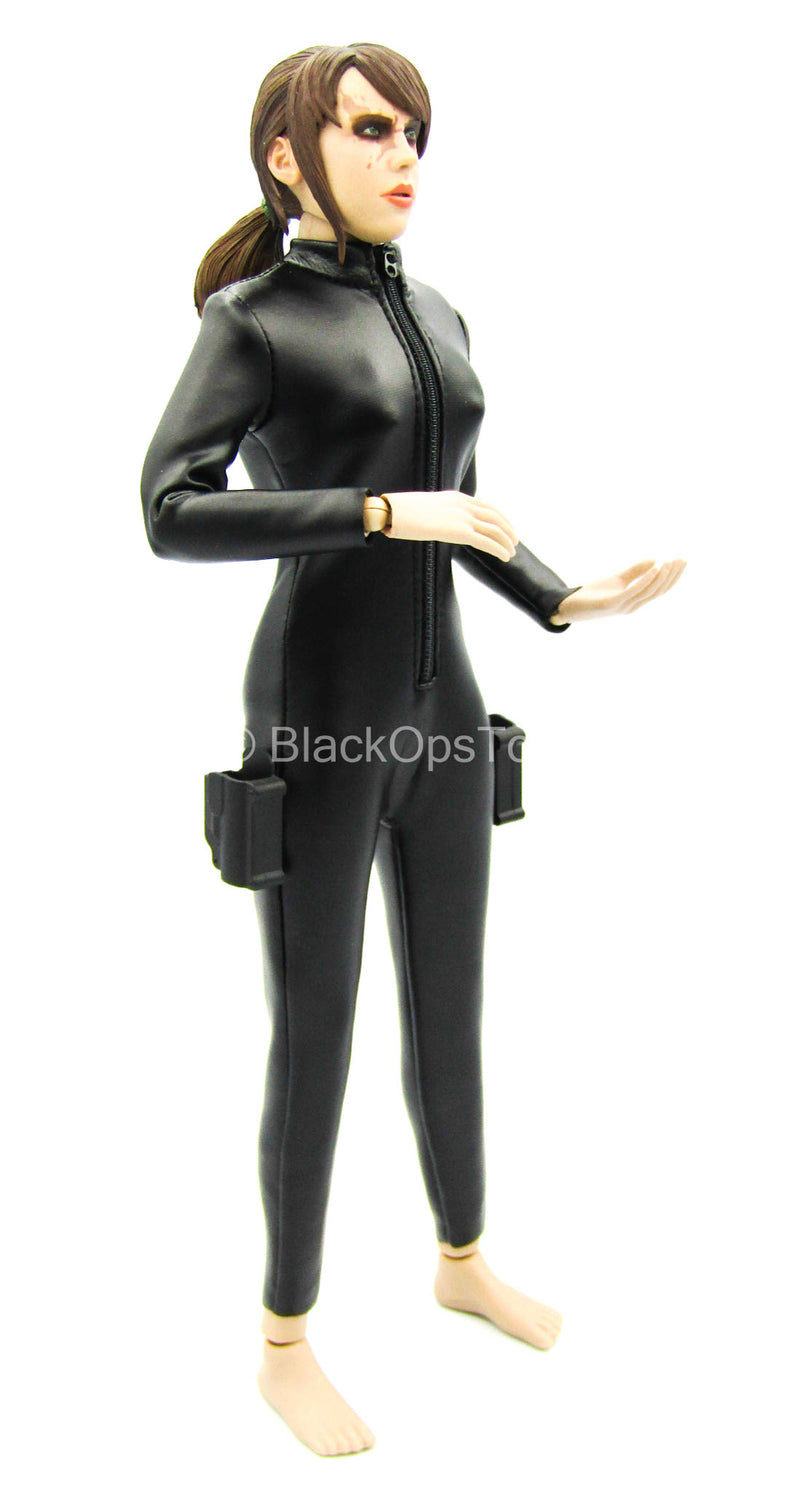 Load image into Gallery viewer, Underworld - Blue Eyed Selene - Black Leather-Like Body Suit
