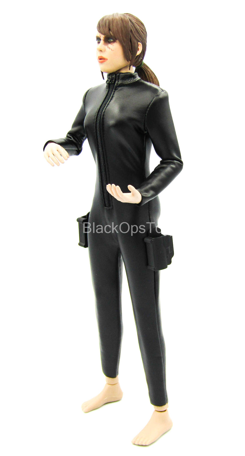 Load image into Gallery viewer, Underworld - Blue Eyed Selene - Black Leather-Like Body Suit
