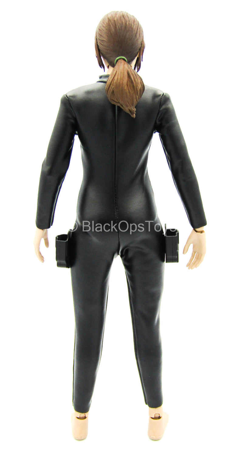 Load image into Gallery viewer, Underworld - Blue Eyed Selene - Black Leather-Like Body Suit

