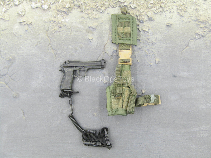 Load image into Gallery viewer, US Army Ranger - M9 Beretta w/OD Green Drop Leg Holster
