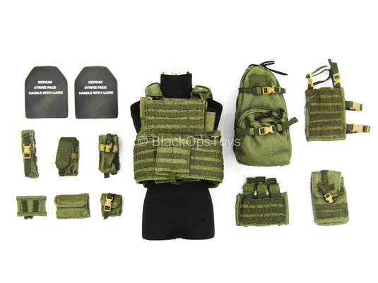 US Rangers - OD Green Plate Carrier Vest w/Pouch Set