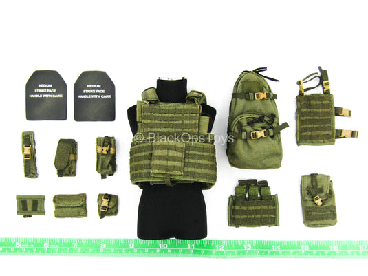US Rangers - OD Green Plate Carrier Vest w/Pouch Set