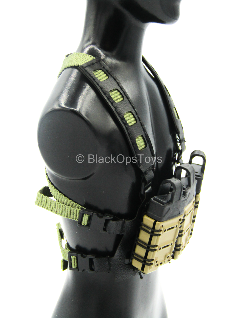 Load image into Gallery viewer, Doom&#39;s Day Kit - Dark Green &amp; Black Chest Rig w/7.62 Mag Holsters
