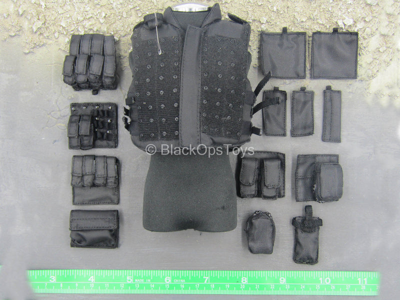 Load image into Gallery viewer, Speed - LAPD SWAT - Black Combat Vest w/Hook &amp; Loop Pouch Set
