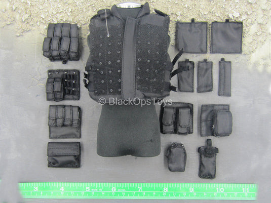 Speed - LAPD SWAT - Black Combat Vest w/Hook & Loop Pouch Set