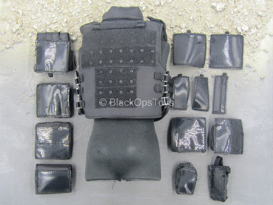 Speed - LAPD SWAT - Black Combat Vest w/Hook & Loop Pouch Set