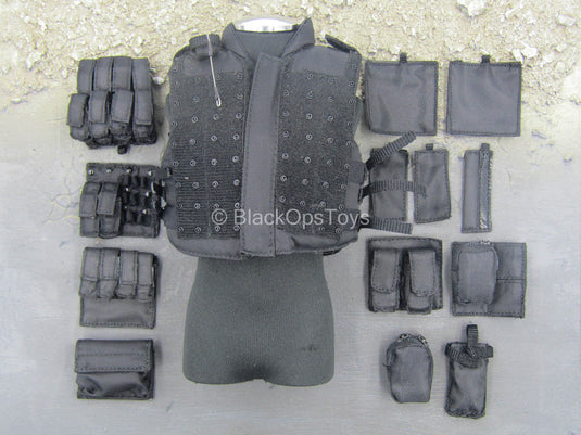 Speed - LAPD SWAT - Black Combat Vest w/Hook & Loop Pouch Set
