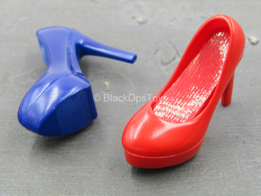 Clown - Red & Blue High Heel Shoes (Foot Type)