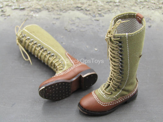 WWII - German Afrika Korps - Leather Like Combat Boots (Foot Type)