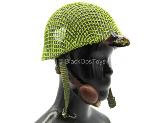 WWII - 101st Airborne Division - Green Metal Helmet