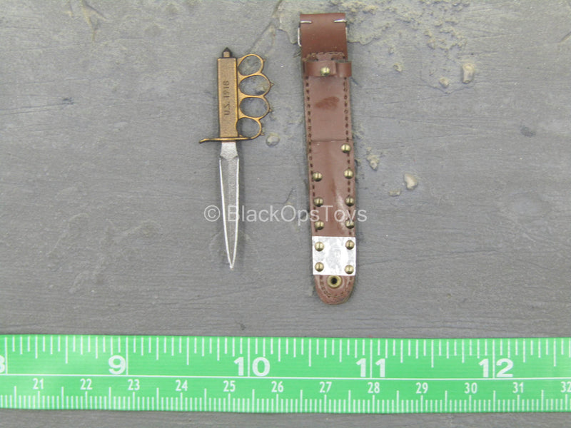 Load image into Gallery viewer, WWII - 101st Airborne Division - Knife w/Brown Leather-Like Sheath
