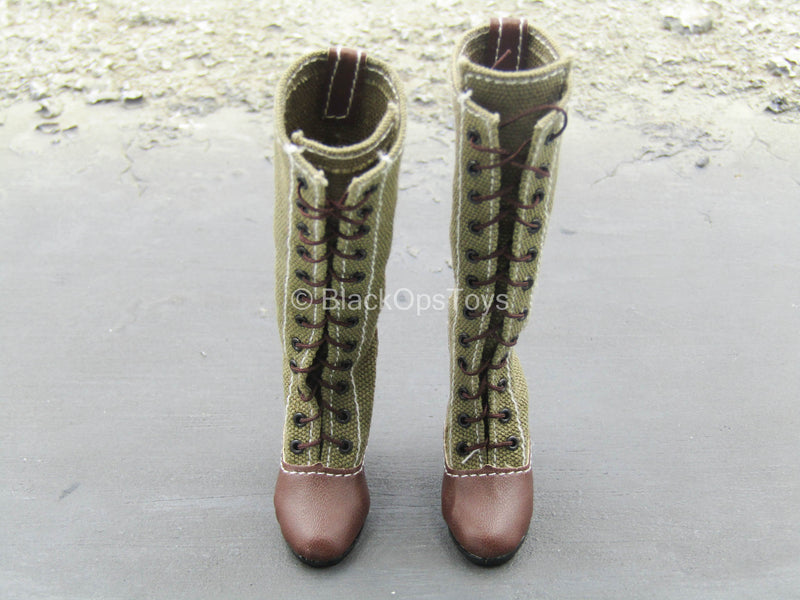 Load image into Gallery viewer, WWII - Afrika Female Officer - Brown High Heel Boots (Foot Type)
