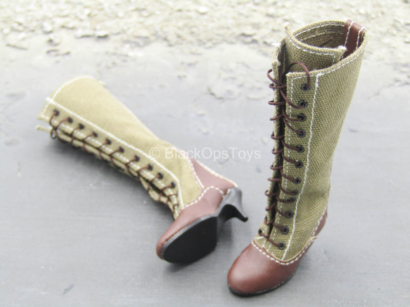 Load image into Gallery viewer, WWII - Afrika Female Officer - Brown High Heel Boots (Foot Type)
