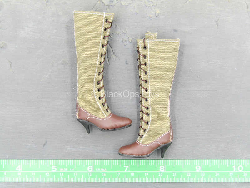 Load image into Gallery viewer, WWII - Afrika Female Officer - Brown High Heel Boots (Foot Type)
