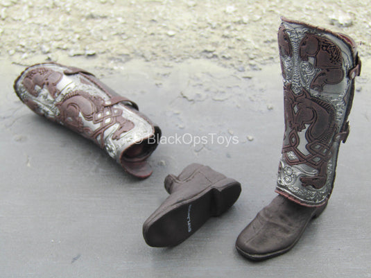 LOTR - Éomer - Dark Brown Boots (Peg Type) w/Shin Guards