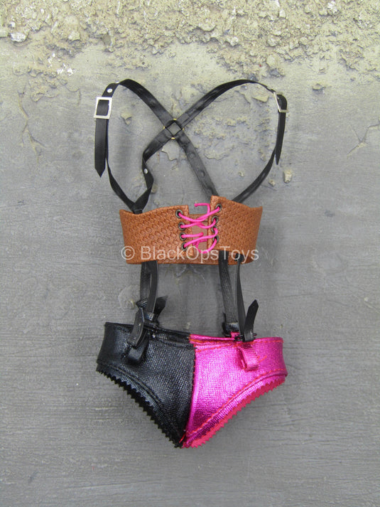 Clown Queen - Purple & Black Underwear w/Cross Body Suspenders